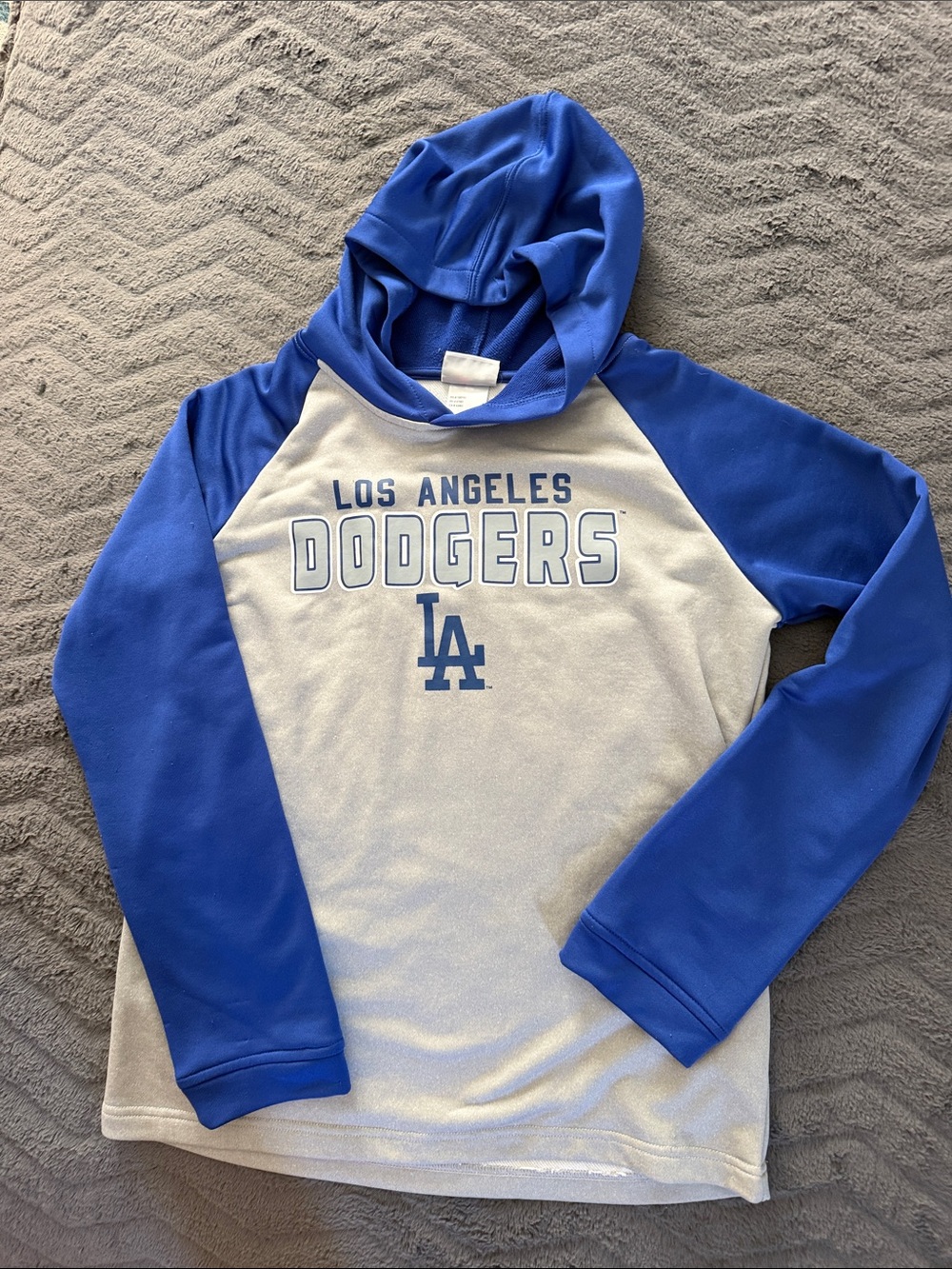 NWOT Genuine LA Dodgers baseball Blue and White Team Hoodie- kids xl
